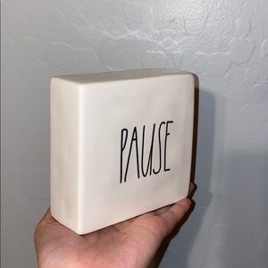 Rae Dunn Relax/Pause Paperweight Block